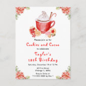 Christmas Cookies and Cocoa Birthday Party Red ポストカード (正面)