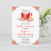 Christmas Cookies and Cocoa Birthday Party Red 招待状 (スタンド正面)