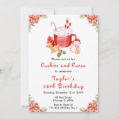 Christmas Cookies and Cocoa Birthday Party Red 招待状 (正面)