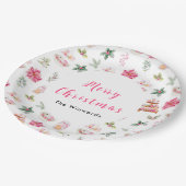 Christmas Cookies and Foliage Pink ペーパープレート (アングル)