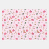 Christmas Cookies and Foliage Pink ラッピングペーパーシート (正面2)