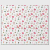 Christmas Cookies and Foliage Pink ラッピングペーパー (フラット)