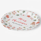 Christmas Cookies and Foliage Red ペーパープレート (アングル)