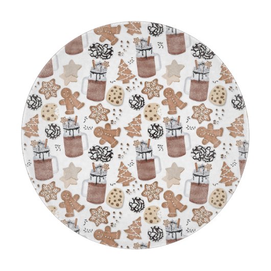 Christmas Cookies and Hot Cocoa Holiday Baking カッティングボード (正面)