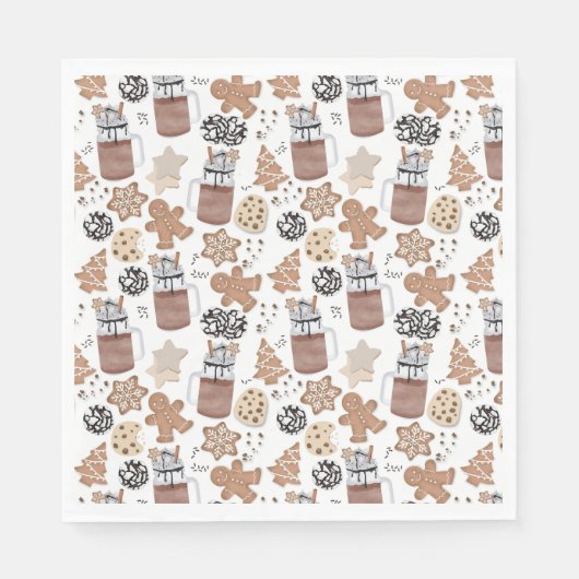Christmas Cookies and Hot Cocoa Holiday Baking スタンダードランチョンナプキン (正面)