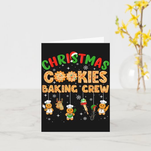 Christmas Cookies Baking Crew Funny Cookie Family  カード (黄色い花)