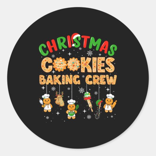 Christmas Cookies Baking Crew Funny Cookie Family  ラウンドシール (正面)