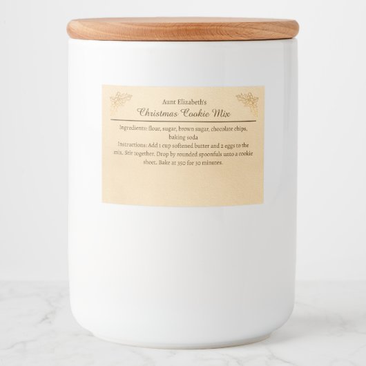 Christmas Cookies Baking Mix Holly Personalized  フードラベル (正面)