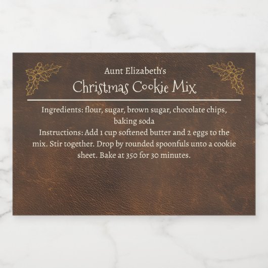Christmas Cookies Baking Mix Personalized フードラベル (シングルラベル)