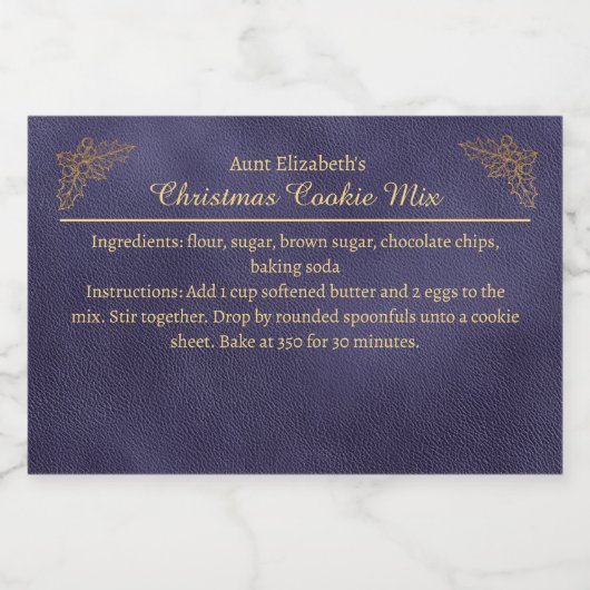 Christmas Cookies Baking Mix Personalized Blue フードラベル (シングルラベル)