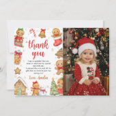 Christmas Cookies Birthday Party Photo サンキューカード (正面)