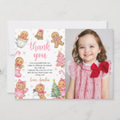 Christmas Cookies Birthday Party Photo サンキューカード (正面)