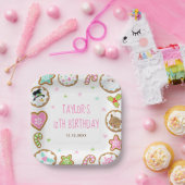 Christmas Cookies Birthday Party Pink and Green ペーパープレート (パーティー)