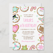 Christmas Cookies Birthday Party Pink and Green 招待状 (正面)