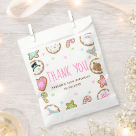 Christmas Cookies Birthday Party Pink Thank You フェイバーバッグ