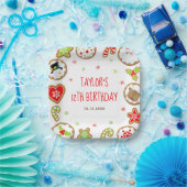 Christmas Cookies Birthday Party Red and Green ペーパープレート (パーティー)