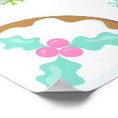 Christmas Cookies Birthday Pink Green Welcome Sign ポスター (角)
