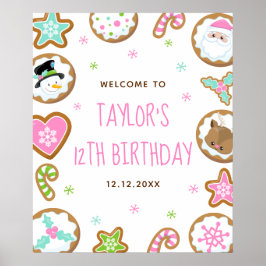 Christmas Cookies Birthday Pink Green Welcome Sign ポスター