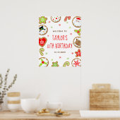 Christmas Cookies Birthday Red Green Welcome Sign ポスター (キッチン)
