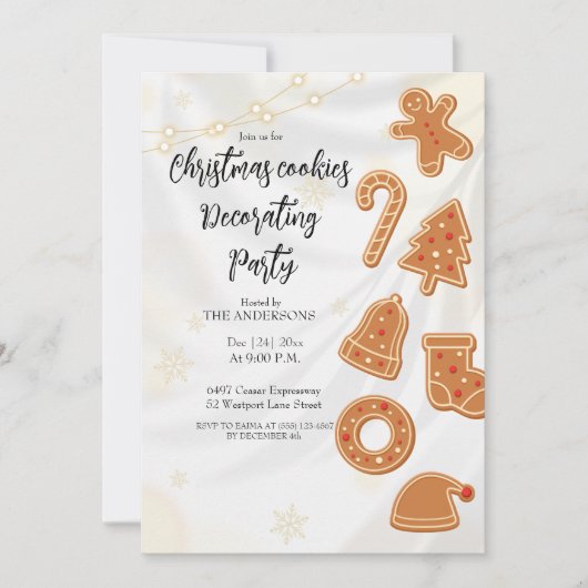 Christmas Cookies Decorating Party invitation  招待状 (正面)