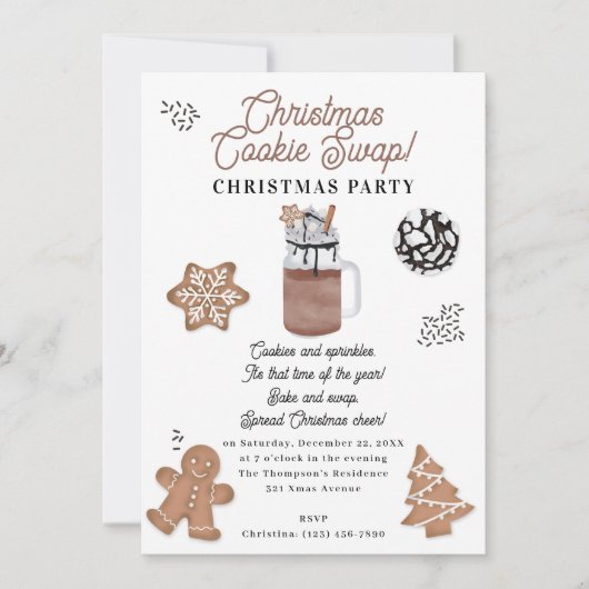 Christmas Cookies Holiday Baking Cookie Swap 招待状 (正面)