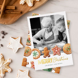 Christmas Cookies Holiday Baking Photo Foil Card 箔シーズンカード