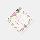 Christmas Cookies Merry Christmas Pink and Green スタンダードカクテルナプキン (角)