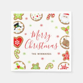 Christmas Cookies Merry Christmas Red and Green スタンダードカクテルナプキン