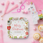 Christmas Cookies Merry Christmas Red and Green ペーパープレート (パーティー)