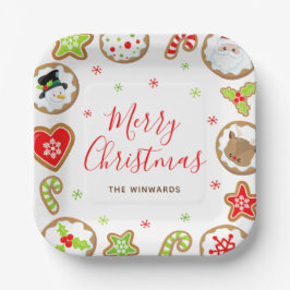 Christmas Cookies Merry Christmas Red and Green ペーパープレート