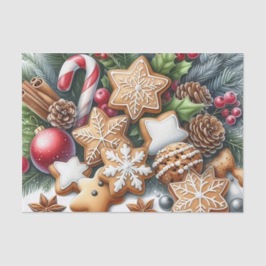 Christmas Cookies Pinecones and Greenery Festive  薄葉紙 (正面)