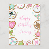 Christmas Cookies Pink and Green Happy Birthday ポストカード (正面)