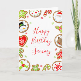 Christmas Cookies Red and Green Happy Birthday カード