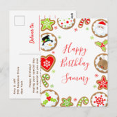 Christmas Cookies Red and Green Happy Birthday ポストカード (正面/裏面)