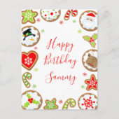 Christmas Cookies Red and Green Happy Birthday ポストカード (正面)