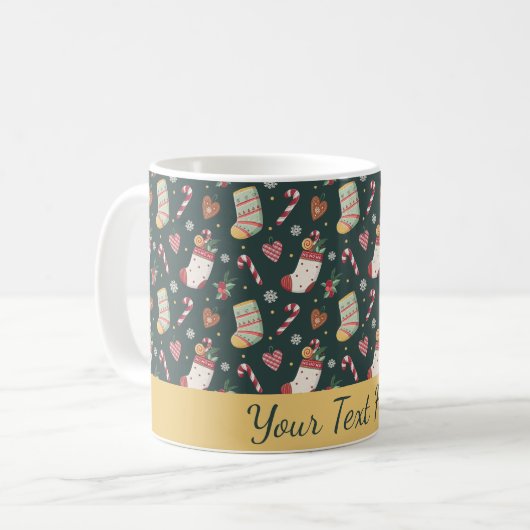 Christmas Cookies & Stockings Personalized Mug コーヒーマグカップ (正面左)