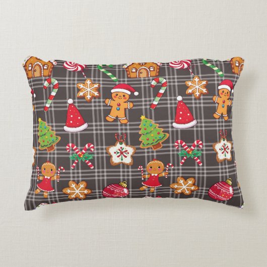 Christmas Cookies Tree Printed Throw Pillow アクセントクッション (正面)
