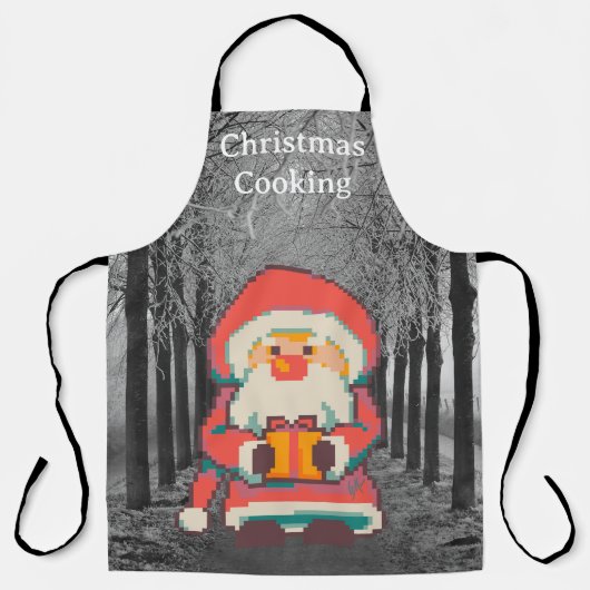 Christmas cooking, Santa pixelart, Pixel Art  エプロン (正面)