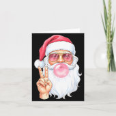 Christmas Cool Santa Bubble Gum Peace Sign Retro S カード (正面)