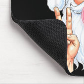 Christmas Cool Santa Bubble Gum Peace Sign Retro S マウスパッド (コーナー)