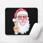 Christmas Cool Santa Bubble Gum Peace Sign Retro S マウスパッド (マウス)