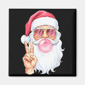 Christmas Cool Santa Bubble Gum Peace Sign Retro S マグネット (正面)
