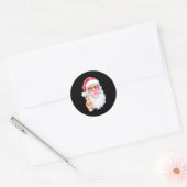 Christmas Cool Santa Bubble Gum Peace Sign Retro S ラウンドシール (封筒)