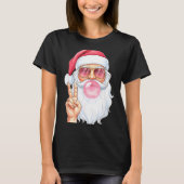 Christmas Cool Santa Bubble Gum Peace Sign Retro S Tシャツ (正面)