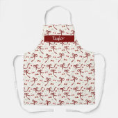Christmas Coquette and Bows Cute Red Pattern エプロン (正面)