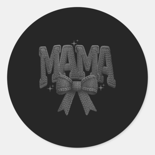 Christmas Coquette Bow Yarn,retro Christmas Mama,m ラウンドシール (正面)