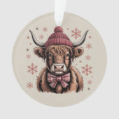 Christmas Coquette Highland Cow Western Farmer オーナメント (正面)