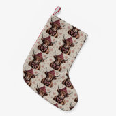 Christmas Coquette Highland Cow Western Farmer スモールクリスマスストッキング (正面 (吊り時))