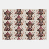 Christmas Coquette Highland Cow Western Farmer ラッピングペーパーシート (正面)
