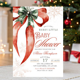 Christmas Coquette Merry Little Baby Shower 招待状